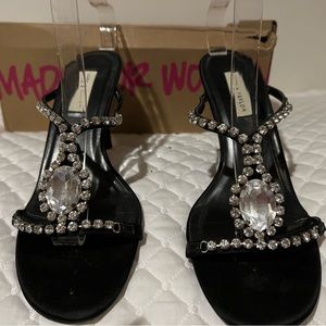 Lord and Taylor Gem Rhinestone Cocktail Sandal  Black. Sz 7.